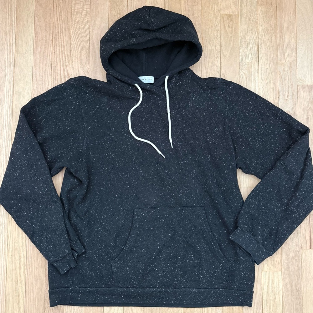 John Elliott Black Speckled Pullover Hoodie